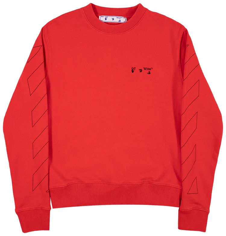 Off White Logo Crewneck Sweatshirt Fiery RedBlack