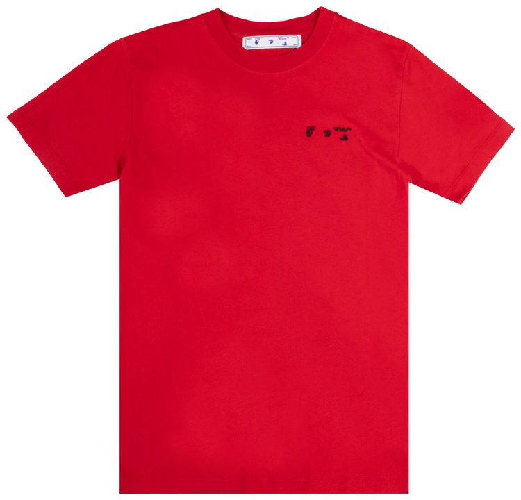 Off White Logo Slim Tee RedBlack