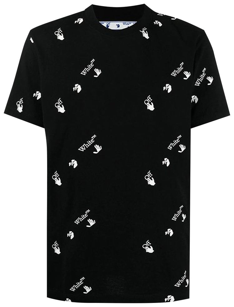 Off White Allover Logo Short Sleeve Tee BlackWhite