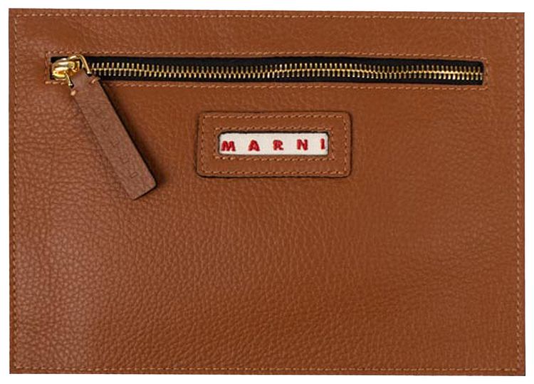 Marni Logo Pouch Bag Camel Brown