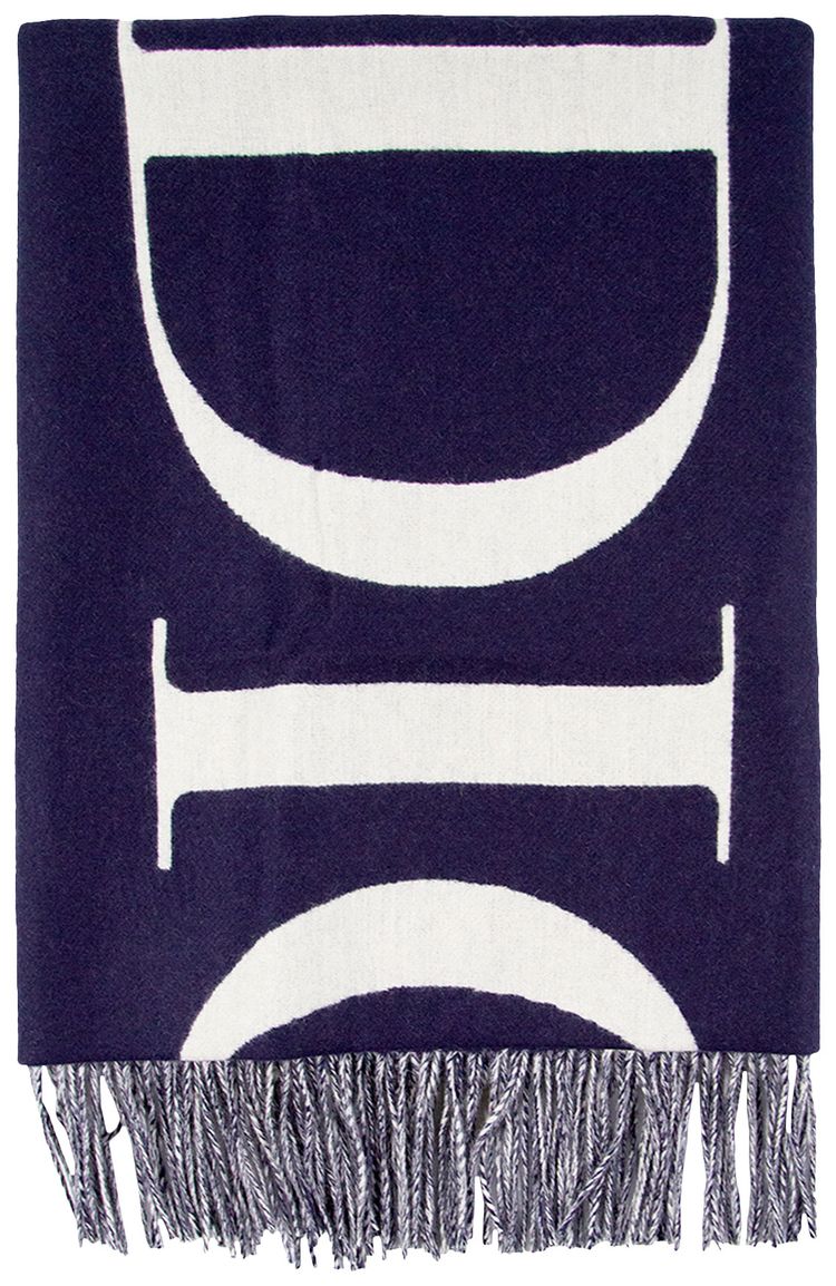 Dior Double Layered Jacquard Scarf Navy Blue