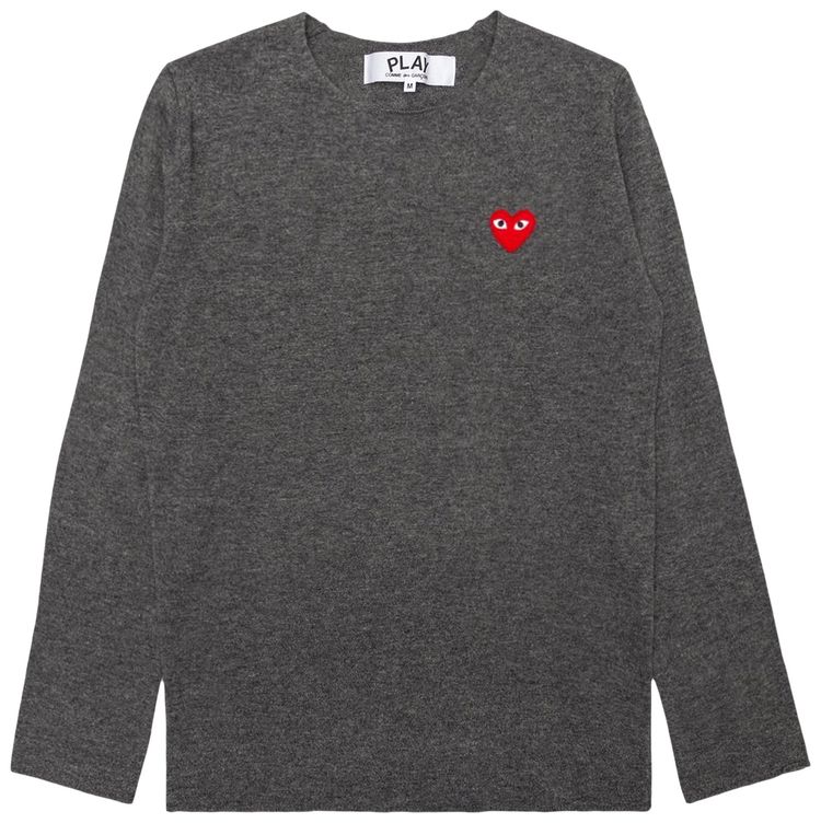 Comme des Garcons PLAY Red Heart Sweater Grey