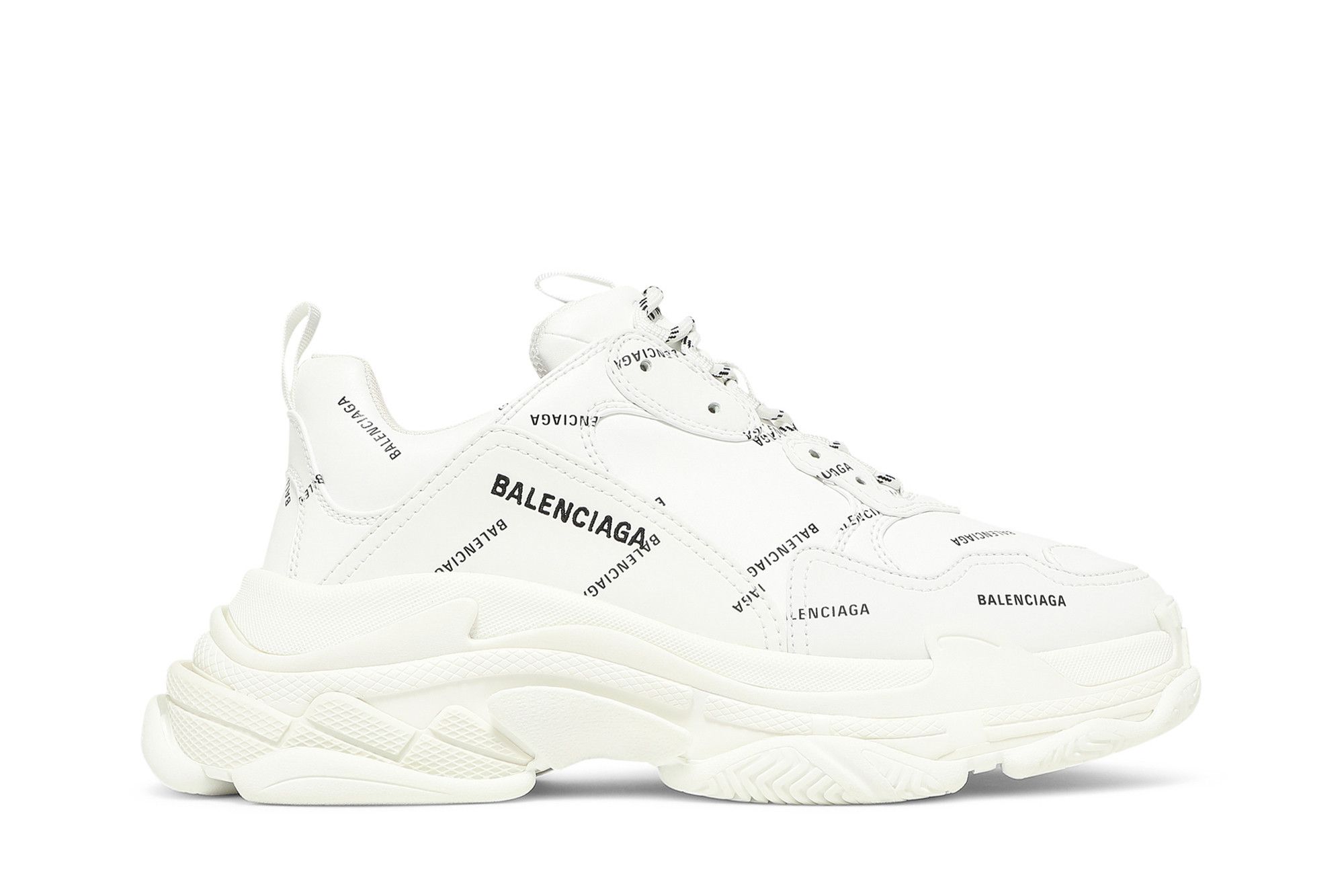 Size 12.0 Balenciaga Triple S Sneaker Allover Logo White