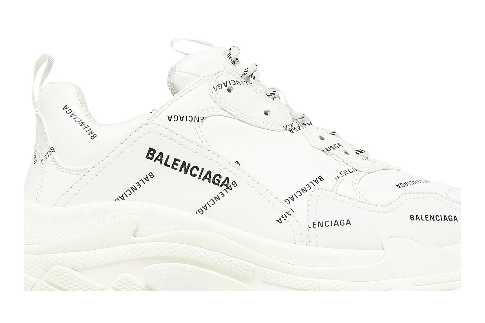 Size 10.0 Balenciaga Triple S Sneaker Allover Logo White