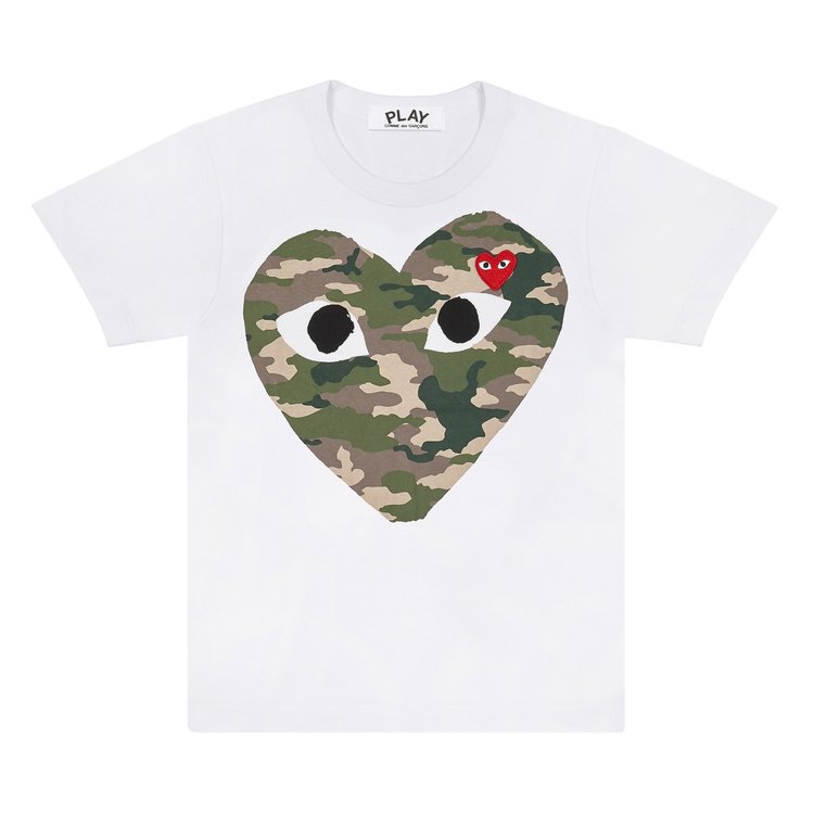 Comme des Garcons PLAY Camouflage Heart T Shirt White