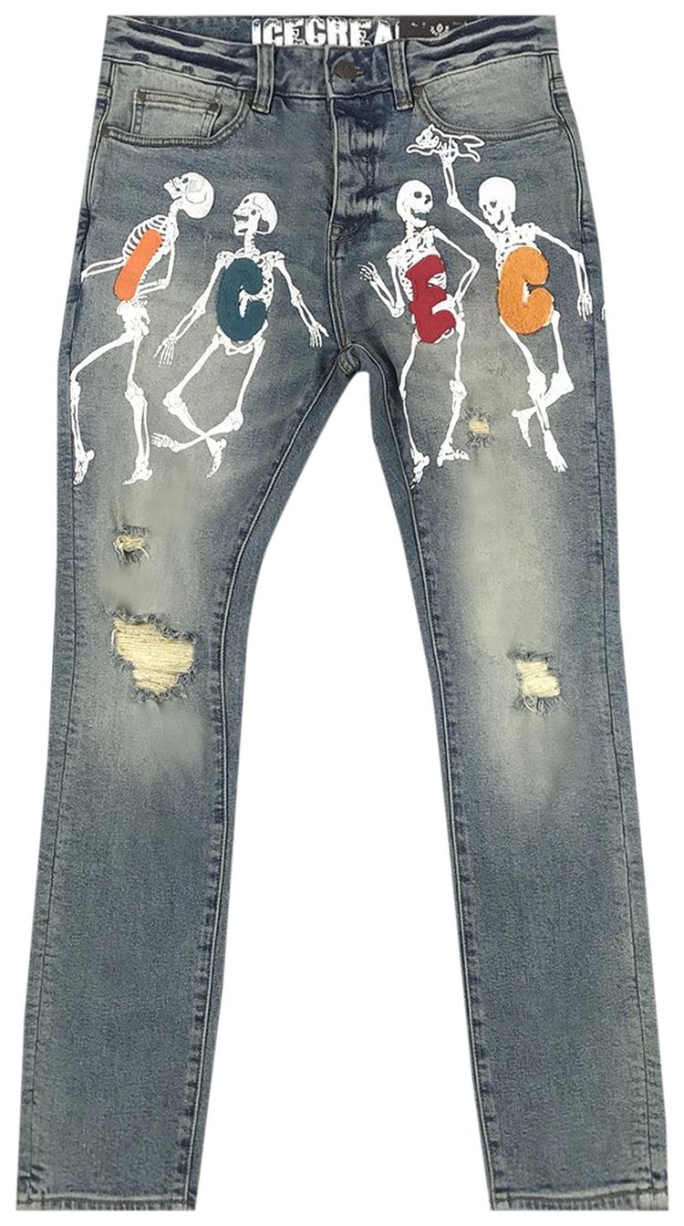 Icecream The Dead Dont Dance Jean Medium Blue Wash