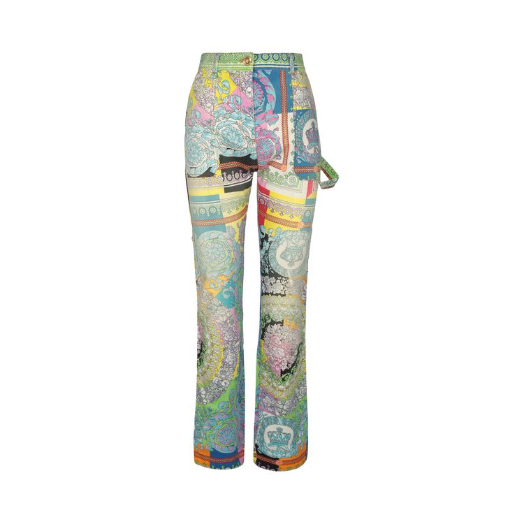 Versace Technicolor Barocco Print Jeans Multicolor