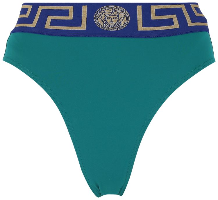 Versace Greca Border Bikini Top Blue