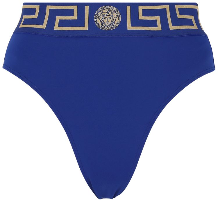 Versace Greca Border High Waist Bikini Bottoms Purple