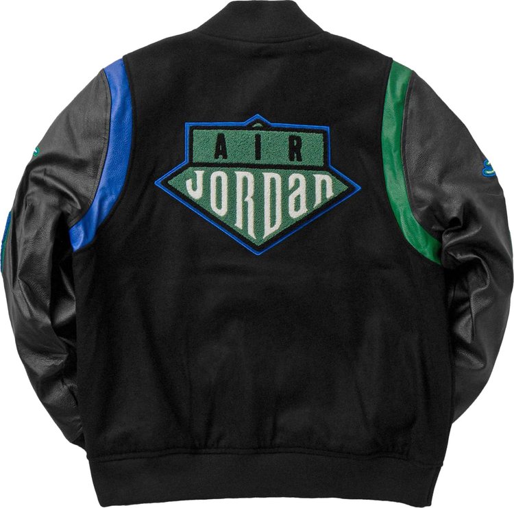 Air Jordan x Aleali May Varsity Jacket BlackGame RoyalPine Green