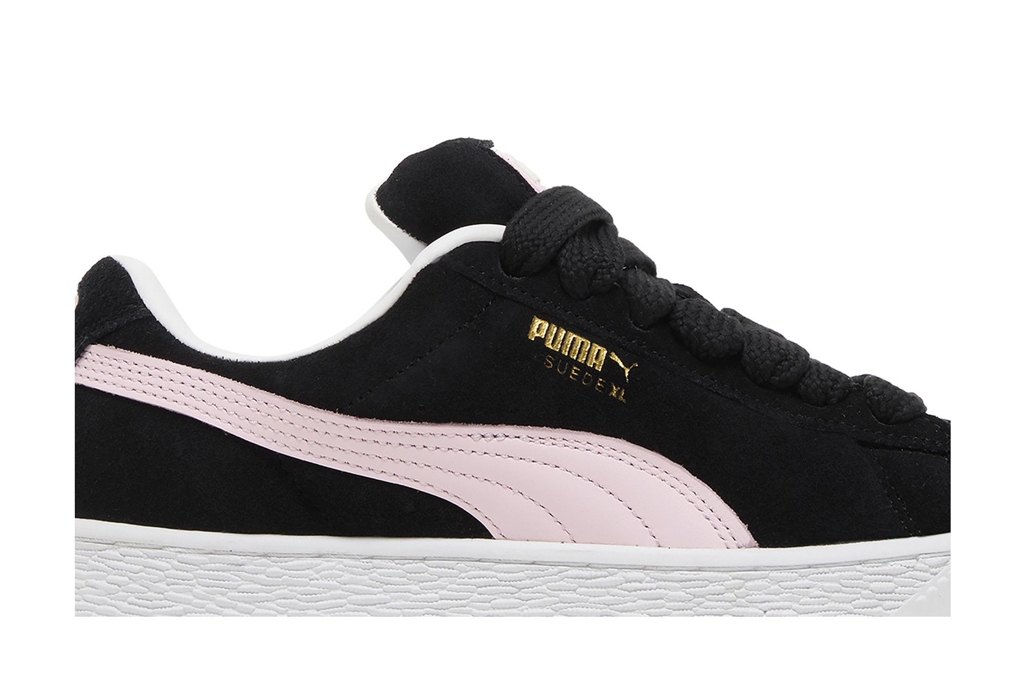 Puma suede black and pink deals