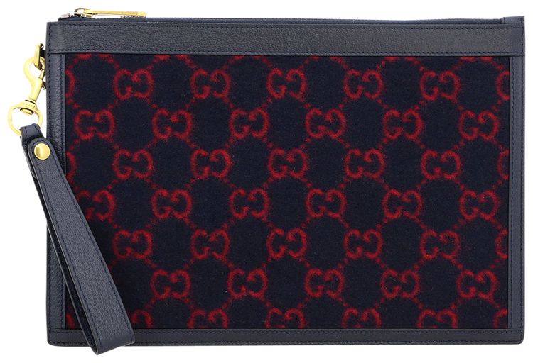 Gucci GG Supreme Wool Pouch Dark BlueRed