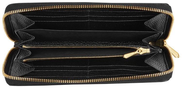 Gucci Grainy Leather Zip Around Wallet Black