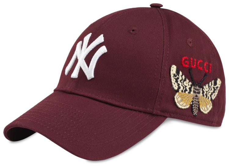 Gucci NY Yankees Patch Baseball Cap Burgundy