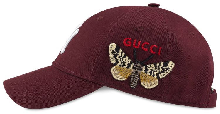 Gucci NY Yankees Patch Baseball Cap Burgundy