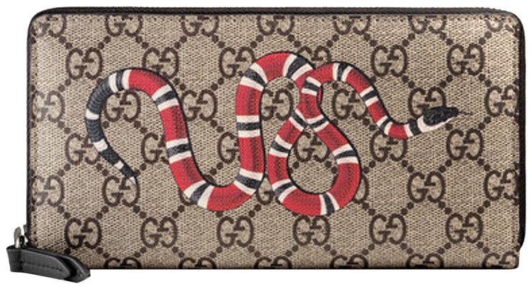 Gucci Kingsnake Print Zip Around Wallet Beige