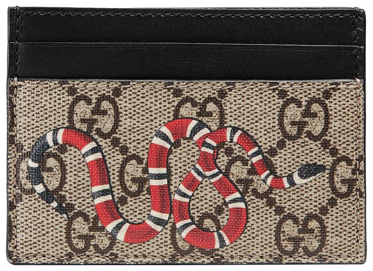 Gucci Kingsnake Print Card Holder Beige