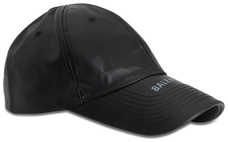 Balenciaga Leather Baseball Cap Black