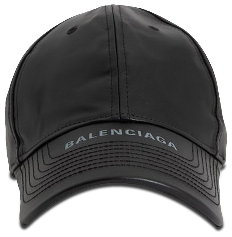 Balenciaga Leather Baseball Cap Black
