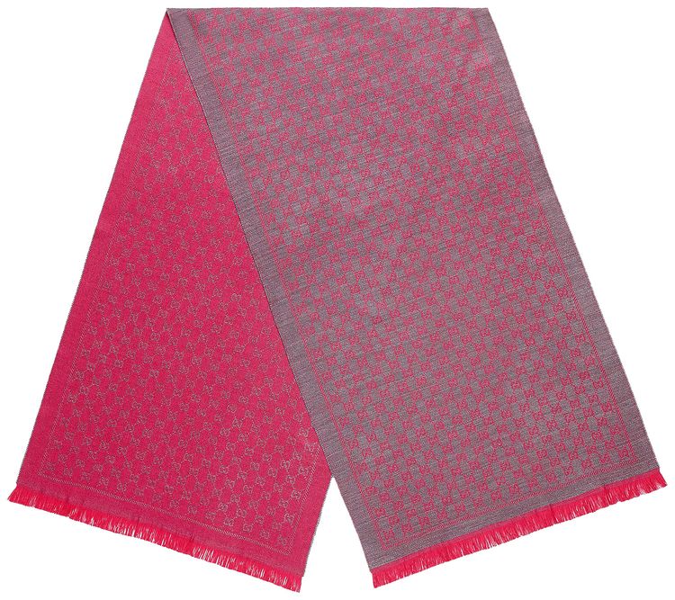 Gucci Wool GG Jacquard Scarf Pink