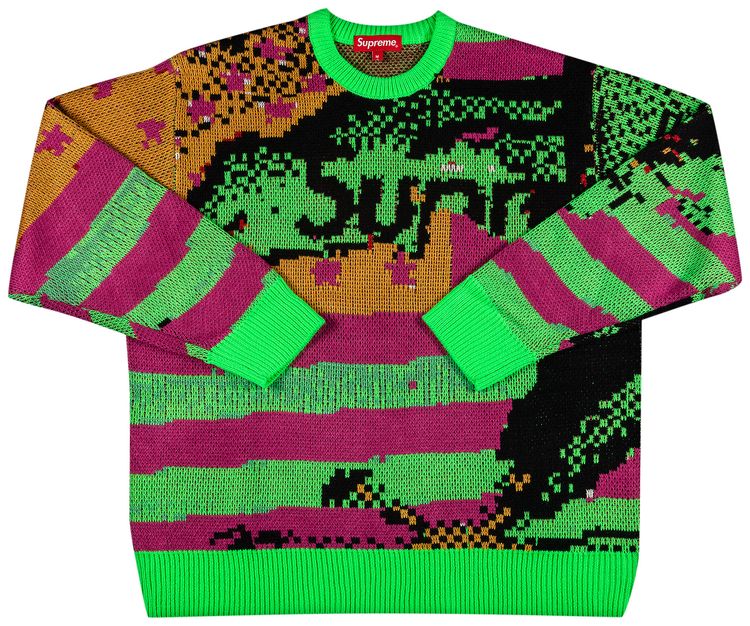 Supreme Digital Flag Sweater Light Green