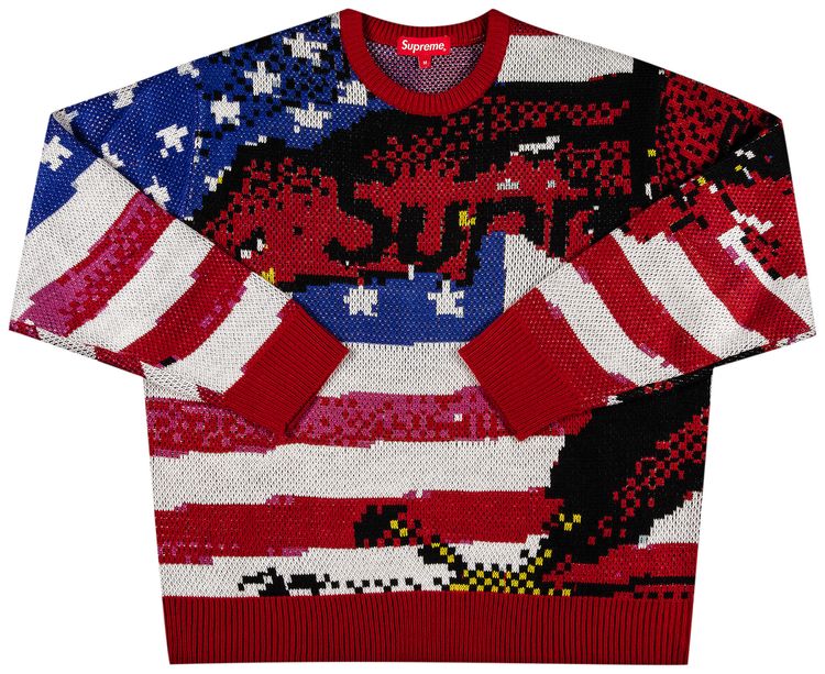 Supreme Digital Flag Sweater Red