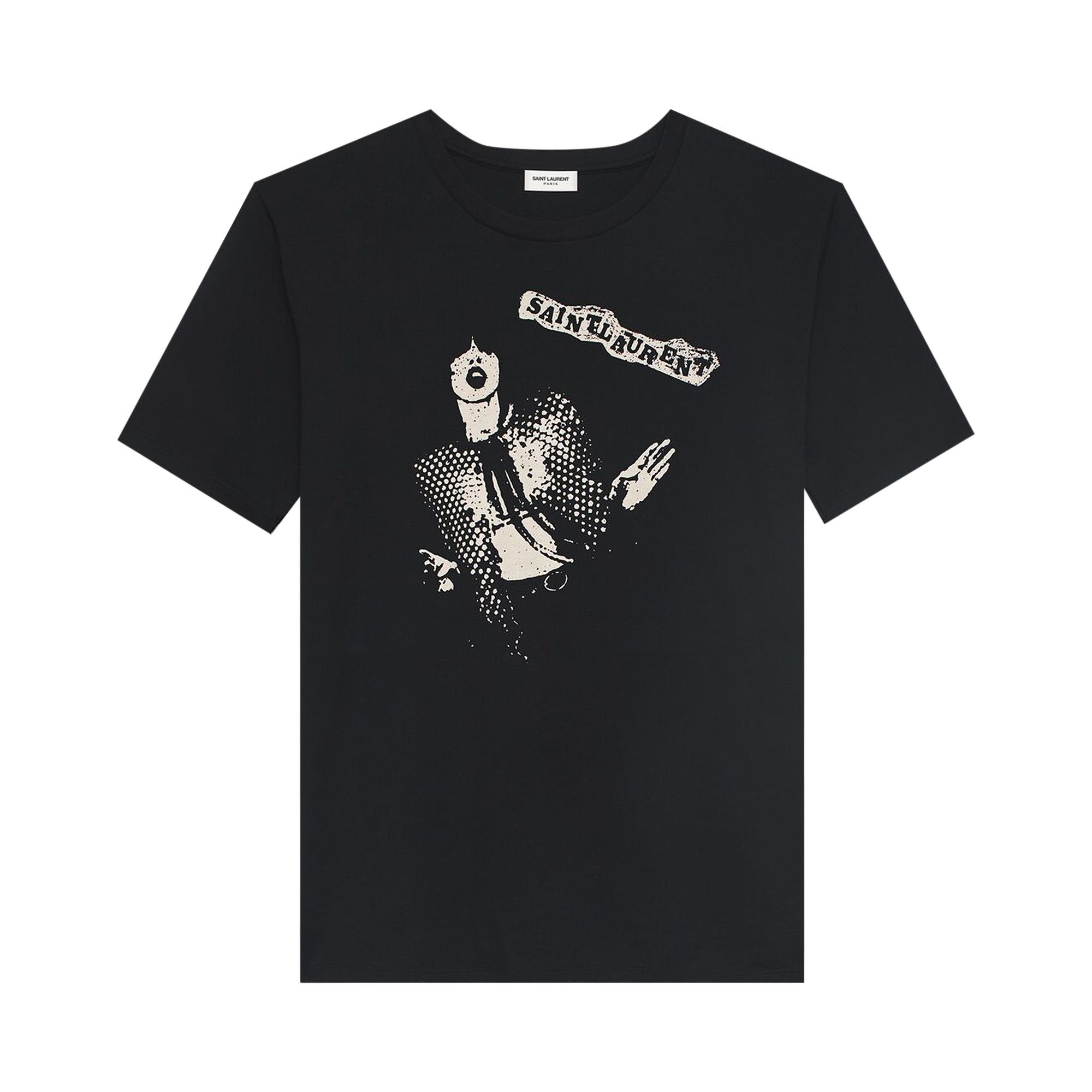 Buy Saint Laurent Rock Band Print Tee 'Noir/Natural' - 631800