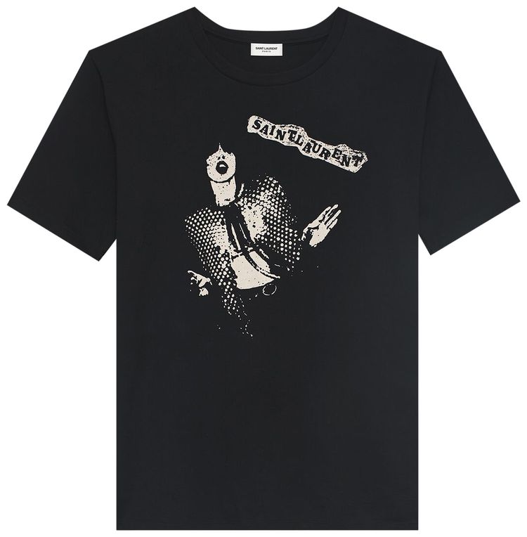 Saint Laurent Rock Band Print Tee NoirNatural