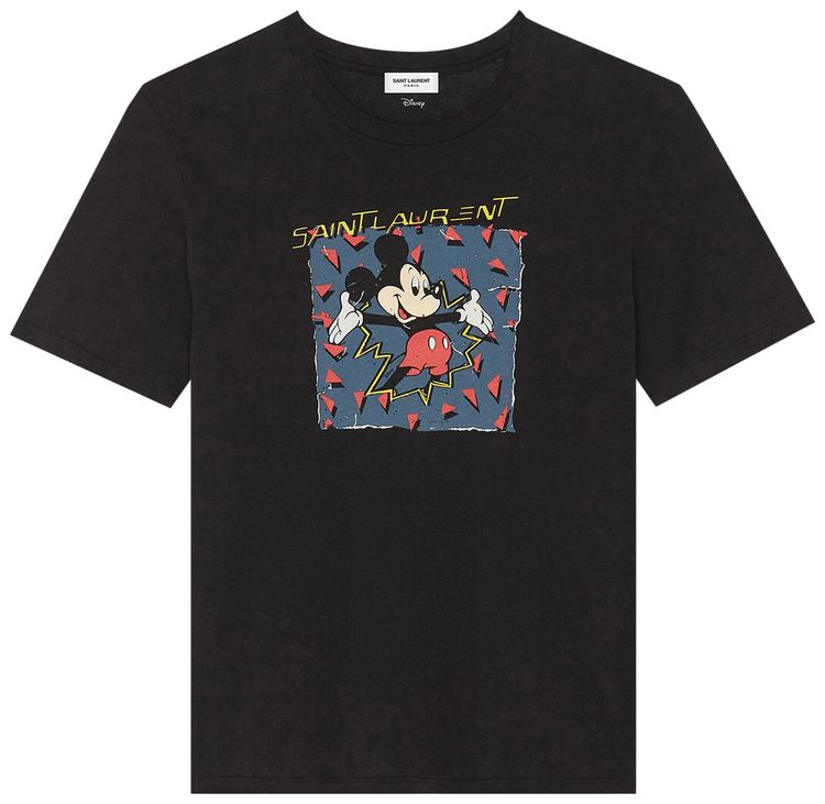 Saint Laurent Mickey Mouse Print T Shirt NoirMulticolor