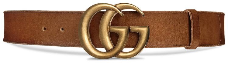 Gucci Leather Belt With Double G Buckle Brown