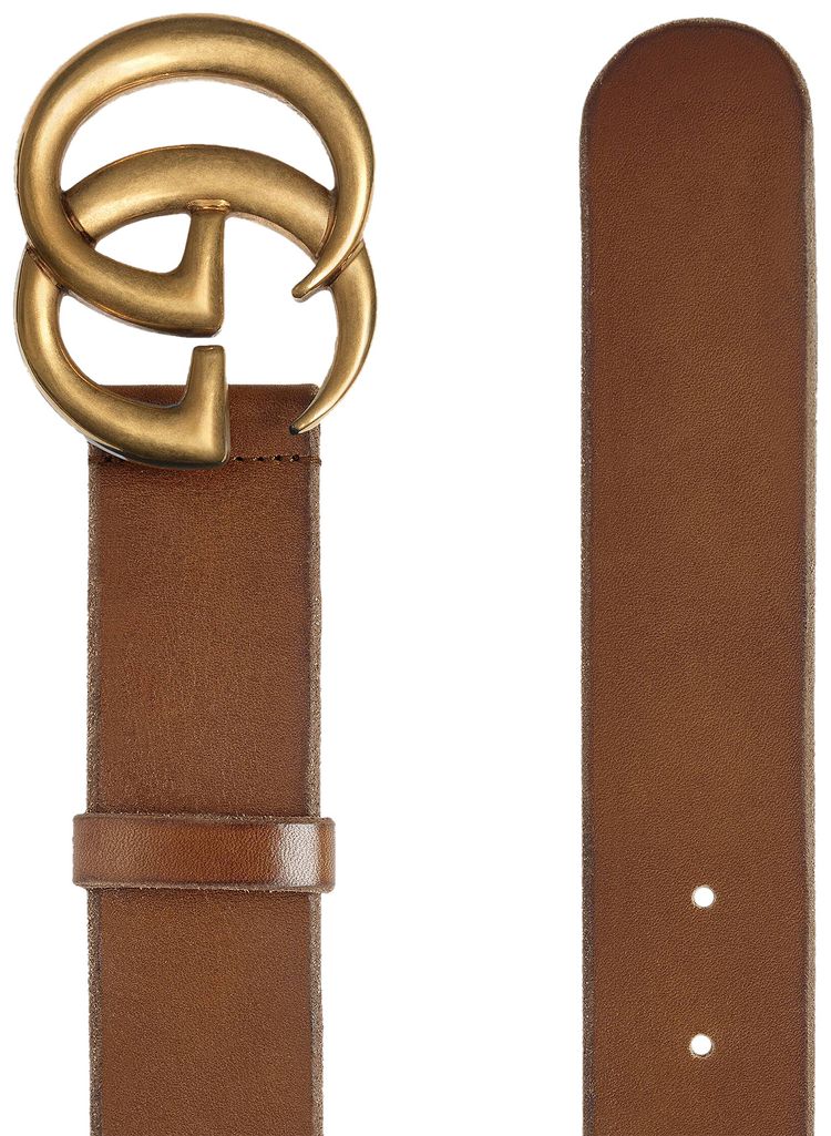 Gucci Leather Belt With Double G Buckle Brown