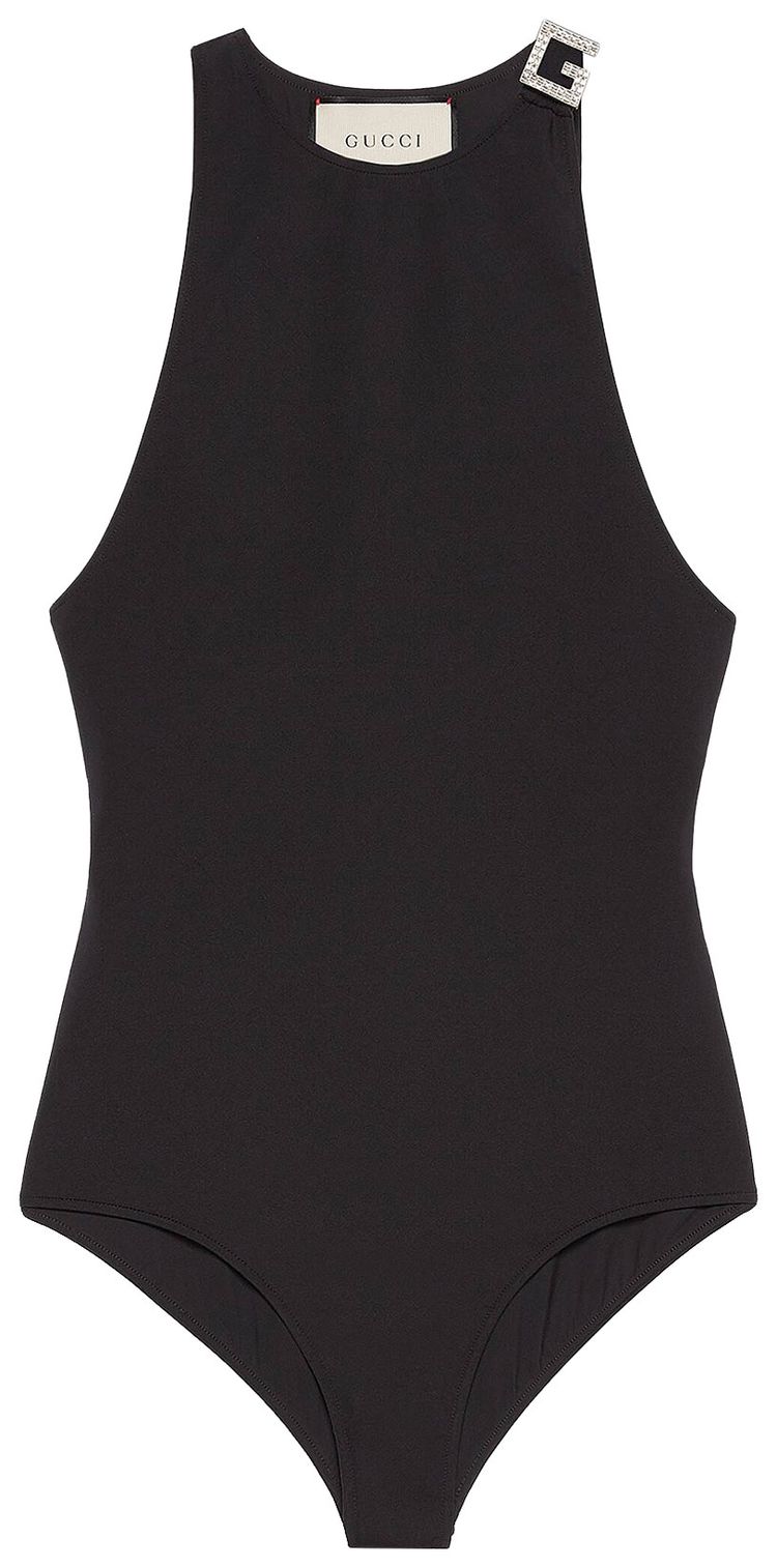 Gucci Swimsuit With Crystal Square G Black