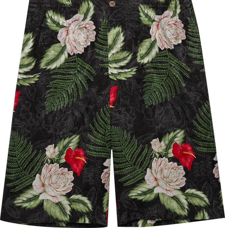 Gucci Hawaian Print Viscose Shorts 'Black/Green'