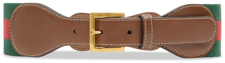 Gucci Web Belt With Leather And Horsebit Brown Sugar