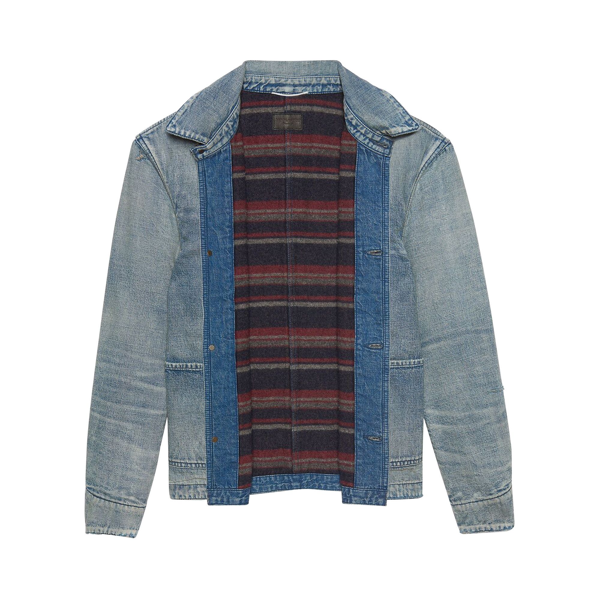 Buy Saint Laurent Fifties Denim Jacket 'Sun Dirty Blue