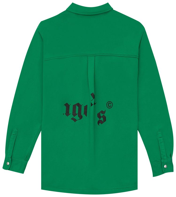 Palm Angels Broken Logo Button Down Shirt GreenBlack