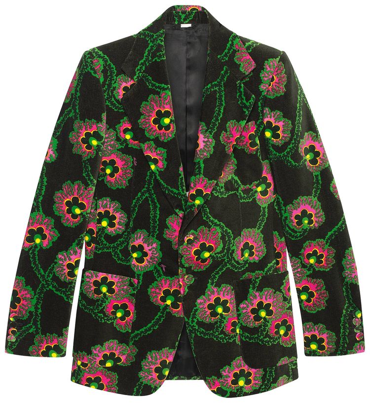 Gucci x Ken Scott Print Velvet Jacket BlackPinkMulticolor