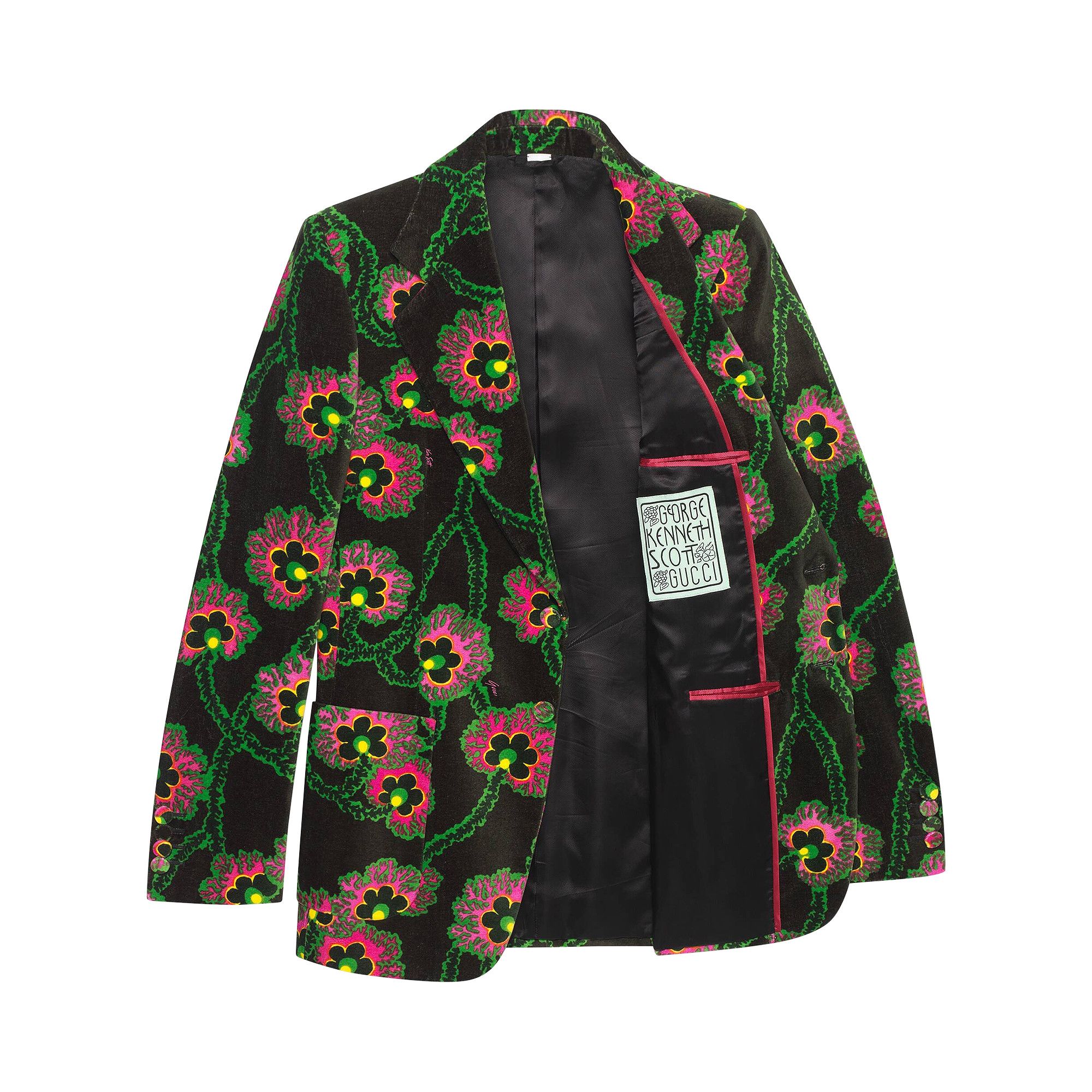Buy Gucci x Ken Scott Print Velvet Jacket 'Black/Pink/Multicolor