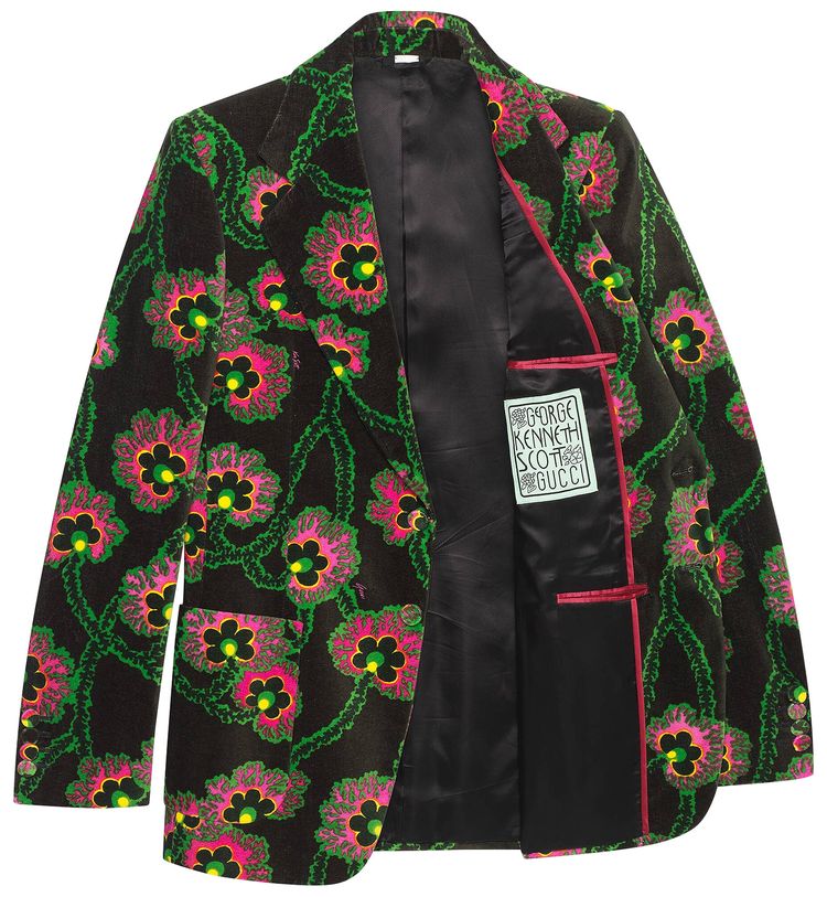 Gucci x Ken Scott Print Velvet Jacket BlackPinkMulticolor