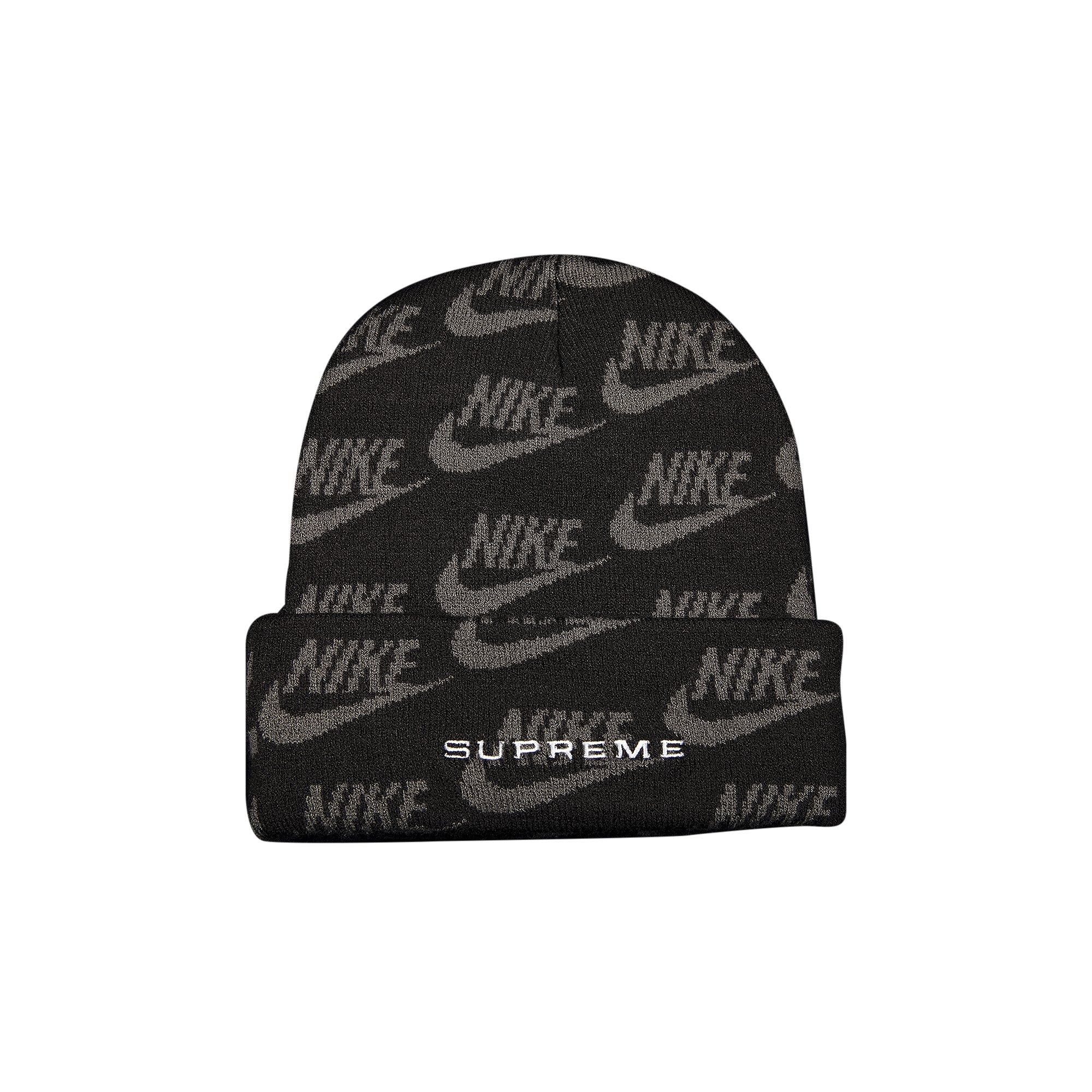 純正販売Supreme®/Nike® Jacquard Logos Beanie 黒 ニット帽/ビーニー