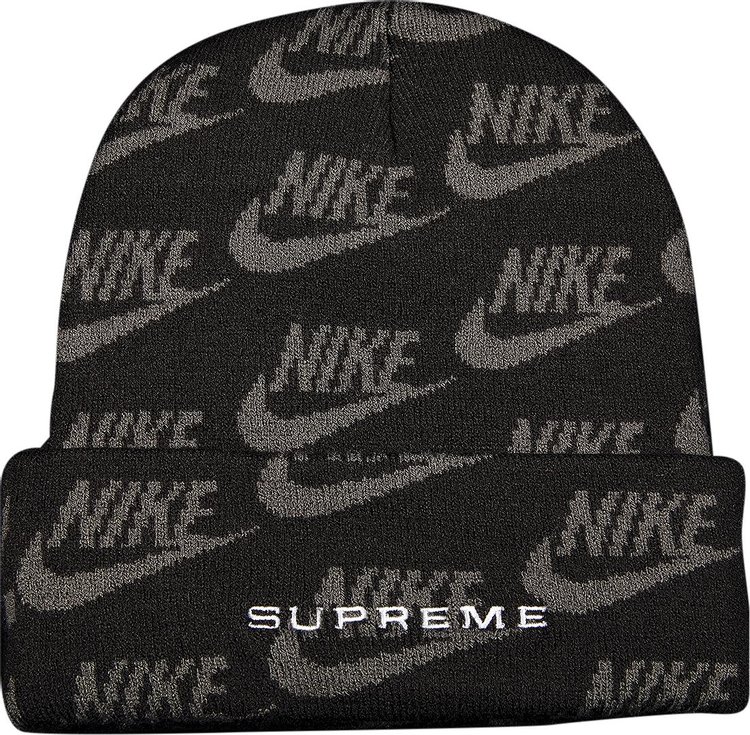 Supreme x Nike Jacquard Logos Beanie 'Black'