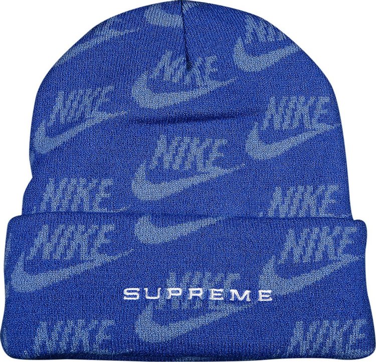 Supreme x Nike Jacquard Logos Beanie 'Blue'