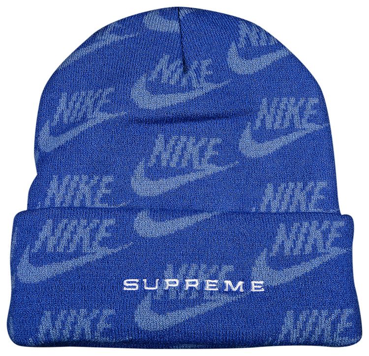Supreme x Nike Jacquard Logos Beanie Blue