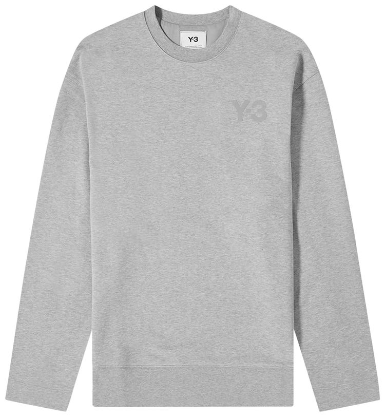 Y 3 Classic Chest Logo Crew Sweatshirt Medium Grey Heather