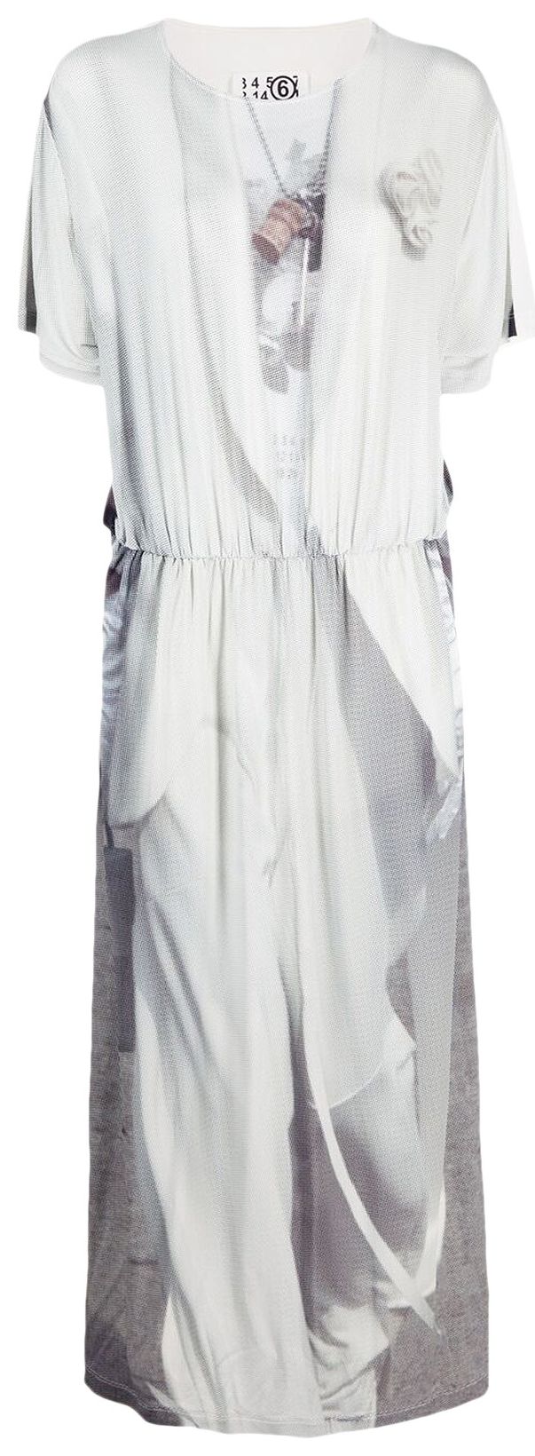 MM6 Maison Margiela Short Sleeve Printed Dress White