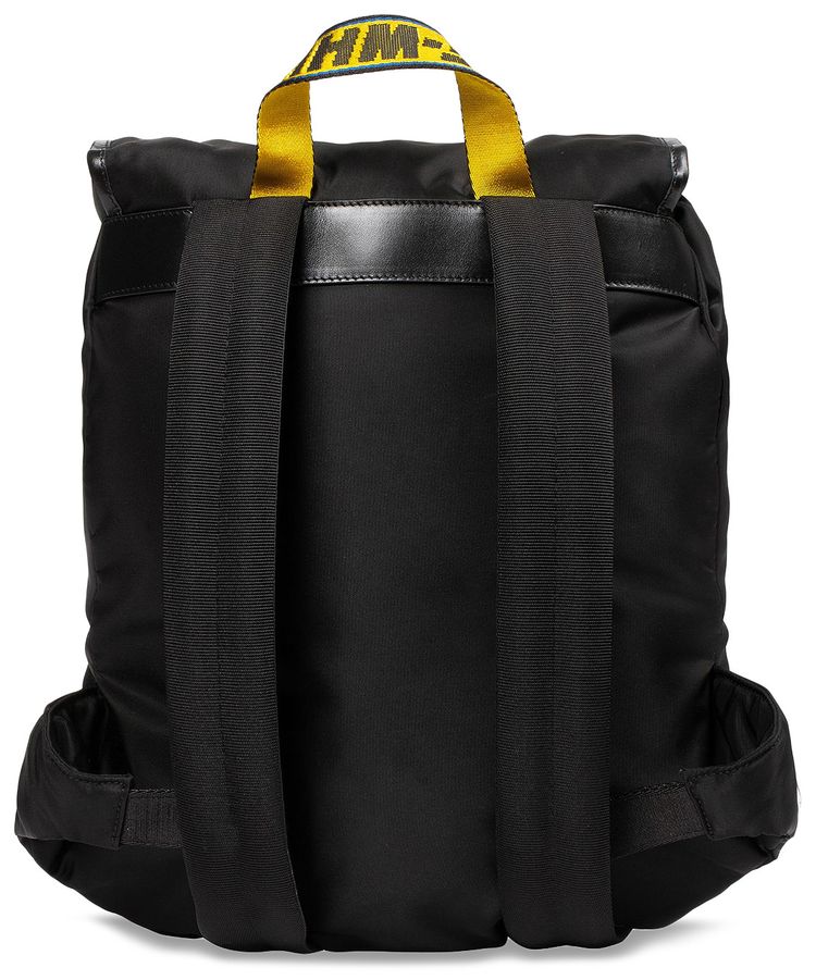 Off White Logo Nylon Backpack BlackWhite