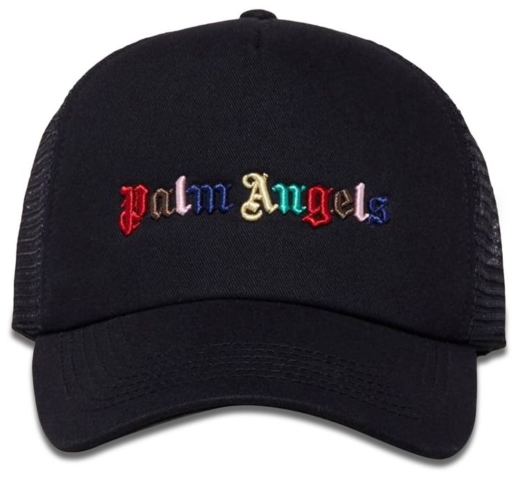 Palm Angels Rainbow Logo Cap BlackMulticolor