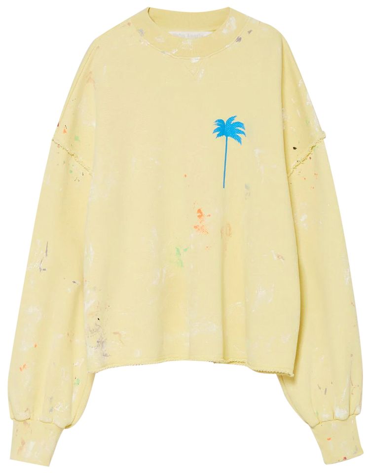 Palm Angels PxP Painted Comfy Crewneck Baby YellowBlue Fluorescent
