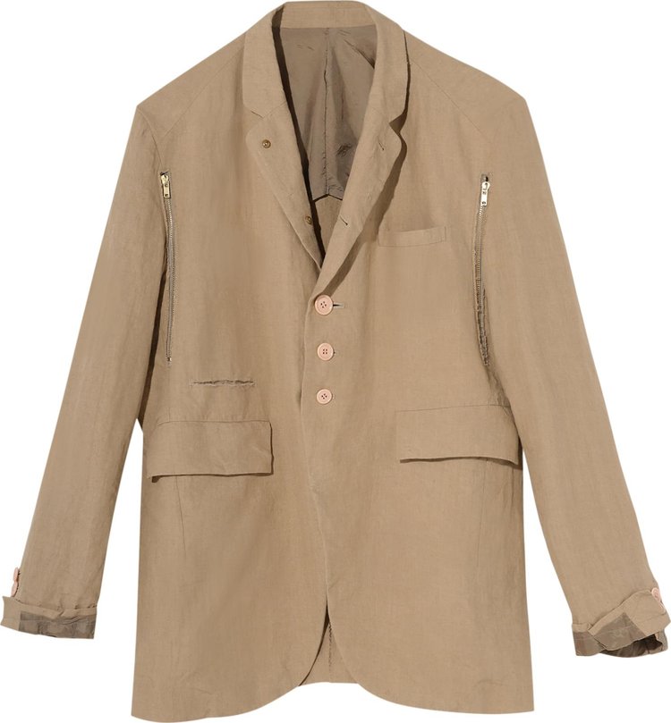 Undercover Linen Blazer With Zip Detail 'Brown Check'