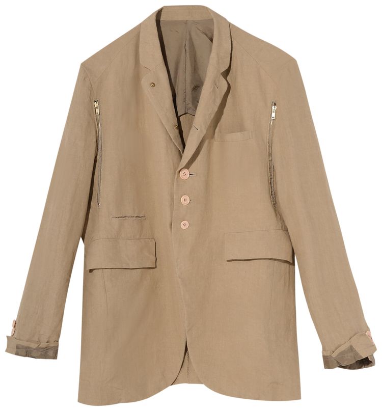 Undercover Linen Blazer With Zip Detail Brown Check